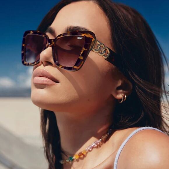 Quay Australia x Love Island Chain Reaction Cat Eye Sunglasses Tortoise Brown - Picture 5 of 11